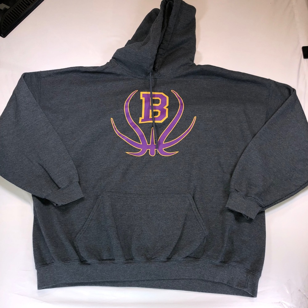 Gildan Heavy Blend Mens 3XL Charcoal Gray Basketball Graphic Hoodie Sweatshirt
